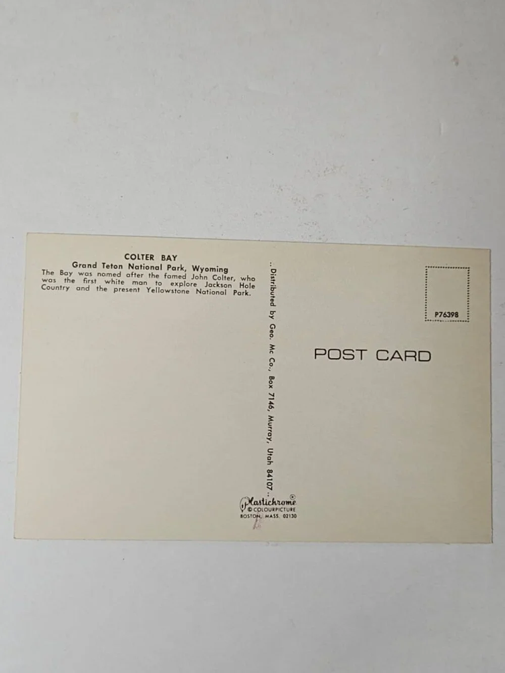 Colter Bay Grand Teton National Park Wyoming Postcard